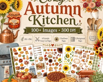 Cozy Autumn Kitchen Digital Clipart Collection Over 100 Items png, jpeg, pdf