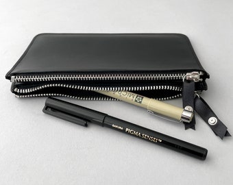 Minimalist Black Leather Wallet: Handmade Calfskin Purse