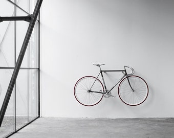 wall mounted bike rack, bicycle storage, wooden bike hook // OAK WOOD