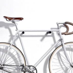 Minimalist Black Stained Wood Bike Rack: Bicycle Storage Hooks