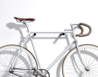 Minimalist Black Stained Wood Bike Rack: Bicycle Storage Hooks