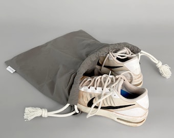 shoe bag matching the classic fluo tennis bag, grey soft cotton shoe bag, no-plastic, tennis gift