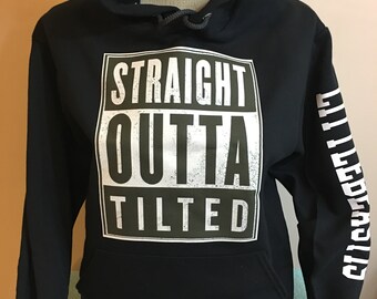 unisex black hooded sweatshirt straight outta tilted option to add gamertag - adidas fortnite hoodie