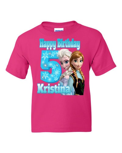Cumplea os Camisa personalizada de Elsa Anna Frozen a adir nombre y edad Camiseta rosa SHipping gratis