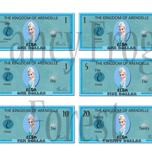Printable Elsa from Frozen Play Money Pack - Instant Download JPEG Reward Personalized Chore Money