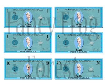 Printable Elsa from Frozen Play Money Pack - Instant Download JPEG Reward Personalized Chore Money
