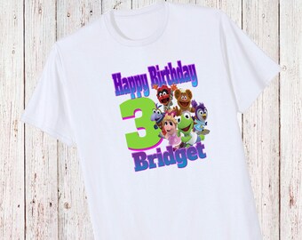 Camiseta personalizada de la pandilla Muppets de cumpleaños - Añadir nombre y edad