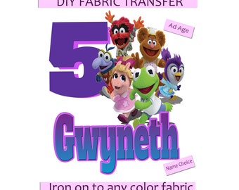 DIY Iron On Personalized Birthday Fabric Transfer or Sublimation - Add Name and Age - Muppet Babies