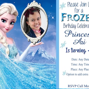 Personalized Frozen Birthday Party Invitation ELSA 4x6 or 5x7 Digital File- with option to add own photo