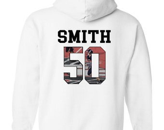 Custom Sports Name and Number Hoodie, in Black or White - Free Shipping