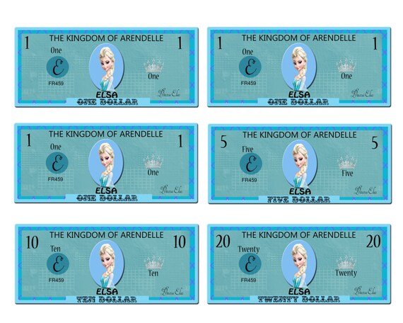 printable frozen elsa play money pack instant download jpeg etsy