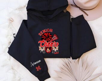 Collage de imágenes Completamente personalizado con los colores de la escuela Sudadera con capucha negra o blanca SENIOR CHEER Mamá Papá