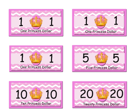 Princess Pink Play Money Pack - Instant Download JPEG