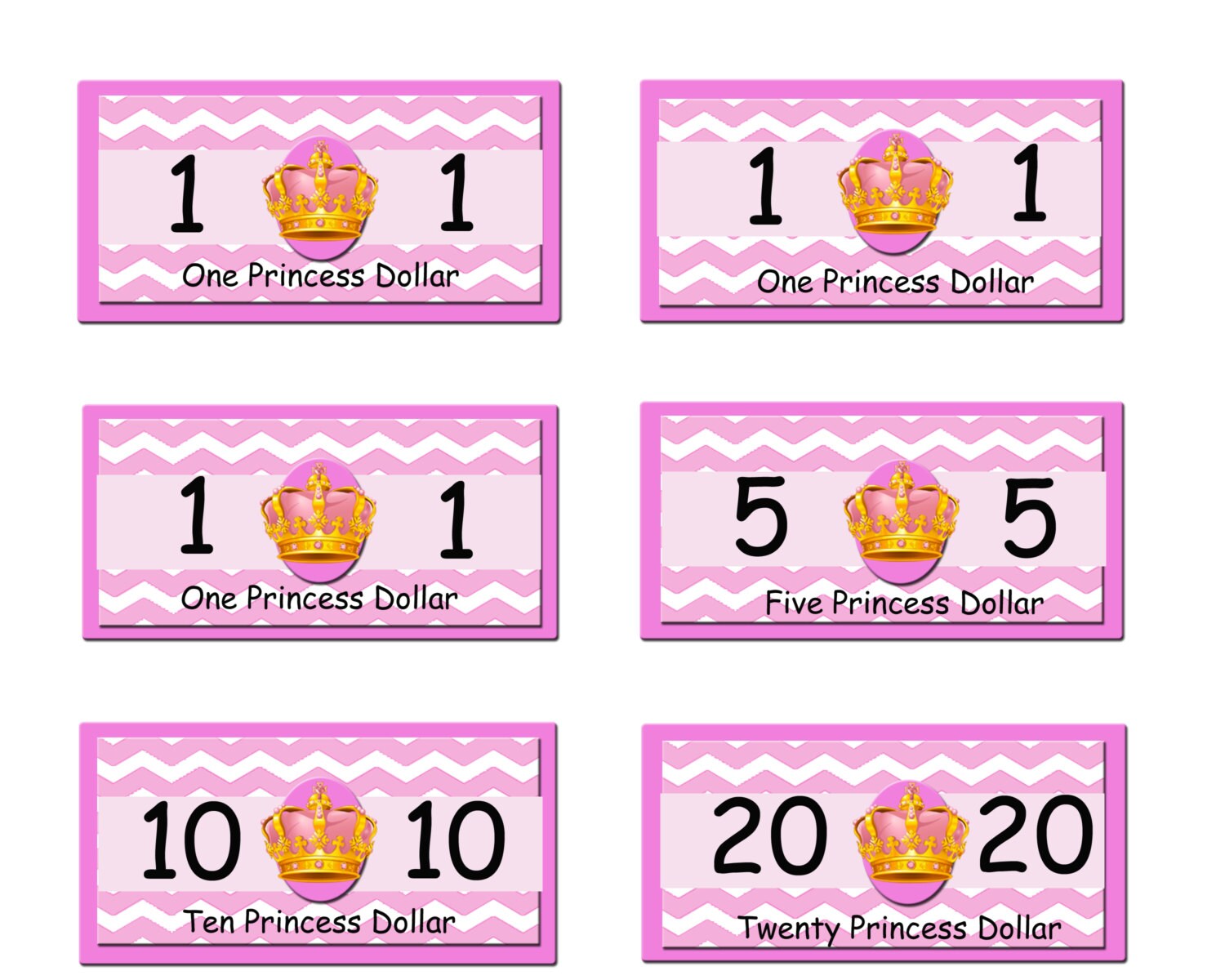 Princess Pink Play Money Pack - Instant Download JPEG - Etsy