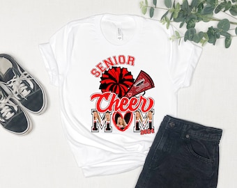 Collage de imágenes Completamente personalizado con los colores del colegio SENIOR CHEER Mamá Papá Camiseta negra o blanca