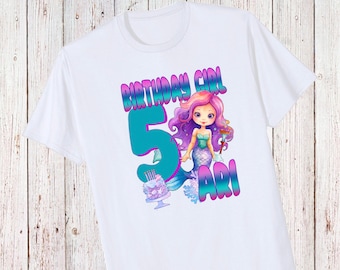 Camisa personalizada de sirena de cumpleaños - Añadir nombre y edad