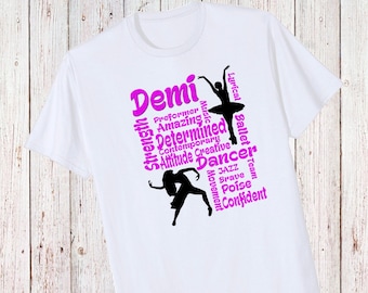 Camiseta personalizada con texto inspirador de bailarina: puede cambiar a gimnasia o cualquier deporte