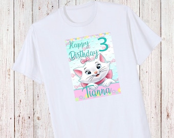 Personalized Marie Cat Birthday T-shirt - Add Name and Age