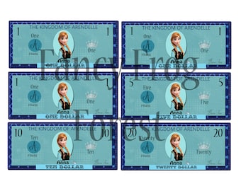 Printable Anna from Frozen Play Money Pack - Instant Download JPEG Reward Personalized Chore Money