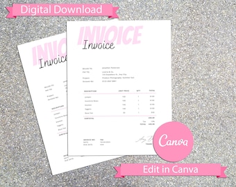 Plantilla de factura simple para propietarios de pequeñas empresas: plantilla de facturación editable en Canva ¡totalmente personalizable! Añade tu logotipo - Factura 1