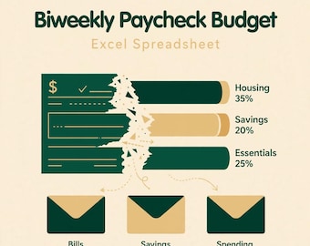 Feuille de calcul budgétaire bihebdomadaire | Planificateur de budget de paie pour Excel et Google Sheets | Suivi des factures, remboursement des dettes
