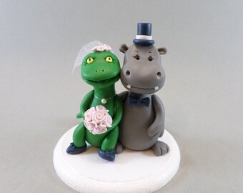 Hippo & Lizard Custom Handmade Wedding Cake Topper
