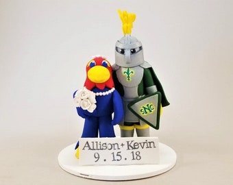 Jayhawk & St. Norbert's Knight Mascot Wedding Cake Topper