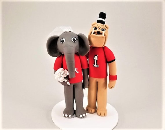 Personalized Big Al Georgia Bulldog Mascots Wedding Cake Topper