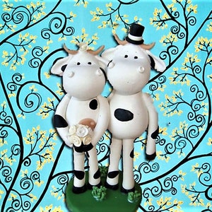 Personalisierte Kuh Hochzeitstorte Topper