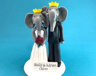 Custom Made Dressed Elephant/Koala Bears Wedding Cake Topper