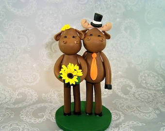 Customized Moose Wedding Cake Topper