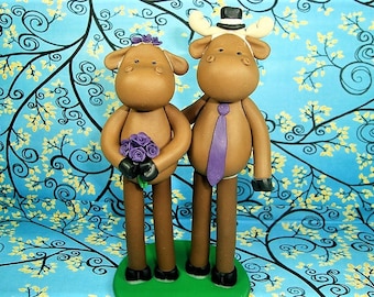 Customized Moose Wedding Cake Topper