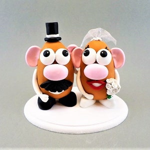 Mr and Mrs Potato Head Custom Handmade Wedding Cake Topper image 1