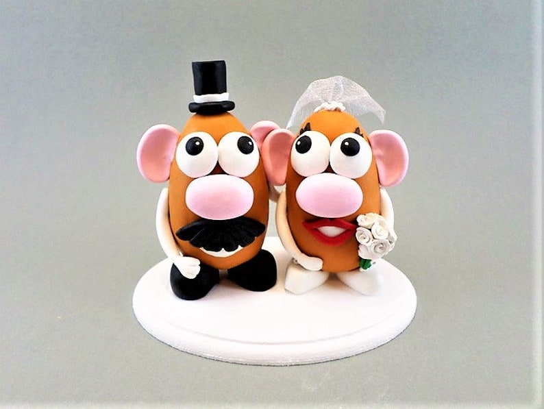 Mr and Mrs Potato Head Custom Handmade Wedding Cake Topper image 1