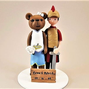 Costomized UCLA Bruin Bear Bride & USC trojan Groom Wedding Cake Topper