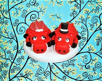 Personlized Razorback Wedding Cake Topper