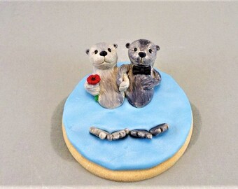 Customized Sea Otter Wedding Cake Topper