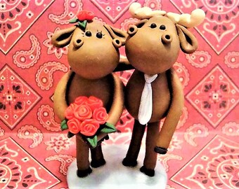 Custom Handmade Moose Wedding Cake Topper