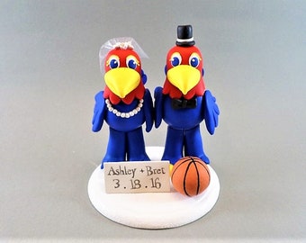 Custom Handmade Jayhawk Wedding Cake Topper