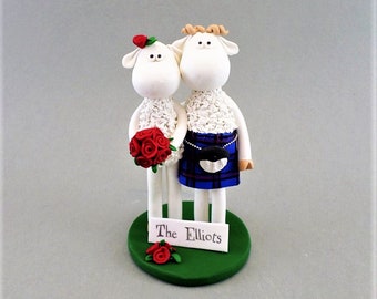 Customized Sheep Scottish Wedding Cake Topper