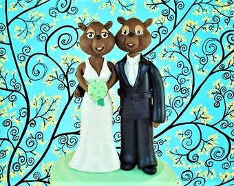 Custom Made Dressed Chipmunk Wedding Cake Topper
