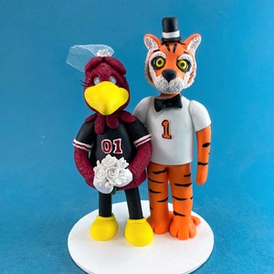 Gamecocks & Clemson Mascots Wedding Cake Topper