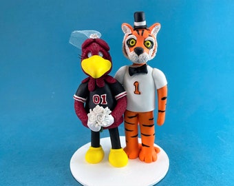 Gamecocks & Clemson Mascots Wedding Cake Topper