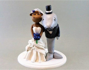 Dressed Shark & Moose Customized Wedding Cake Topper