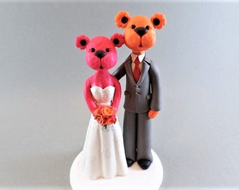 Custom Handmade Dressed Bears Wedding Cake Topper