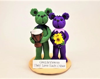 Personalized Grateful Dead Bears Wedding Cake Topper