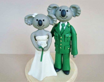 Custom Handmade Dressed Koala Bear Wedding Cake Topper