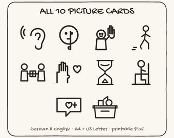 Kindergarten Rules Picture Cards, German English Visuals (Digital Download)