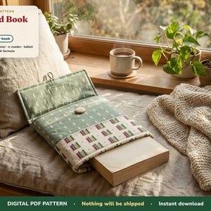Book Sleeve Sewing Pattern PDF, 5 Sizes + Measure Your Book Formula, Padded Lined Book Pouch, E-reader and Tablet Sleeve
