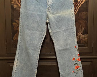 Vintage Bill Blass Jeans mit Stickerei – Größe 10